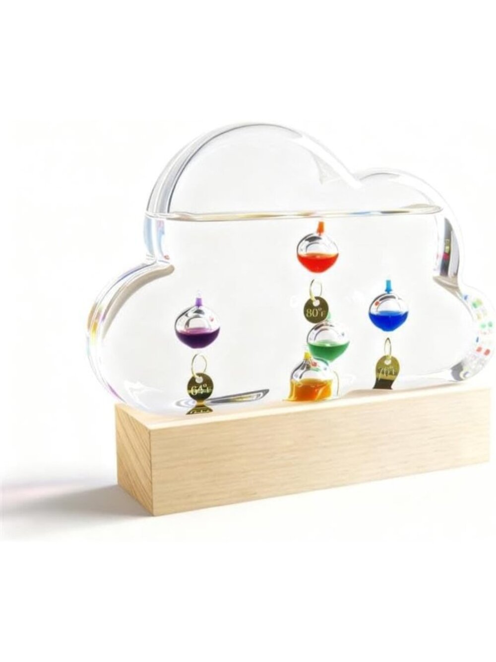 Colorful Galileo Glass Thermometer - 5 Spheres, Cloud Design, Home Décor Gift